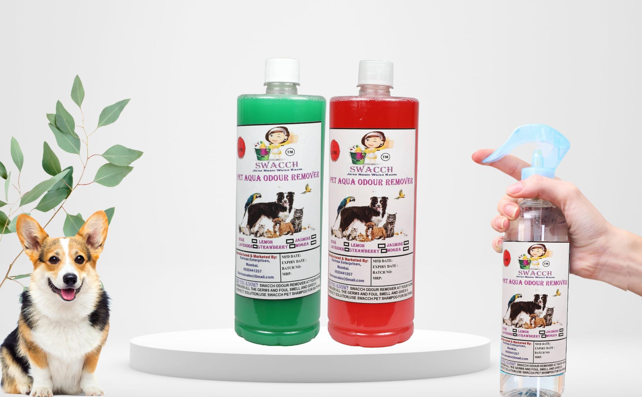 Swacch PET Aqua Odour Remover (1 Litre) (Combo Pack of 2) Jasmine & Rose