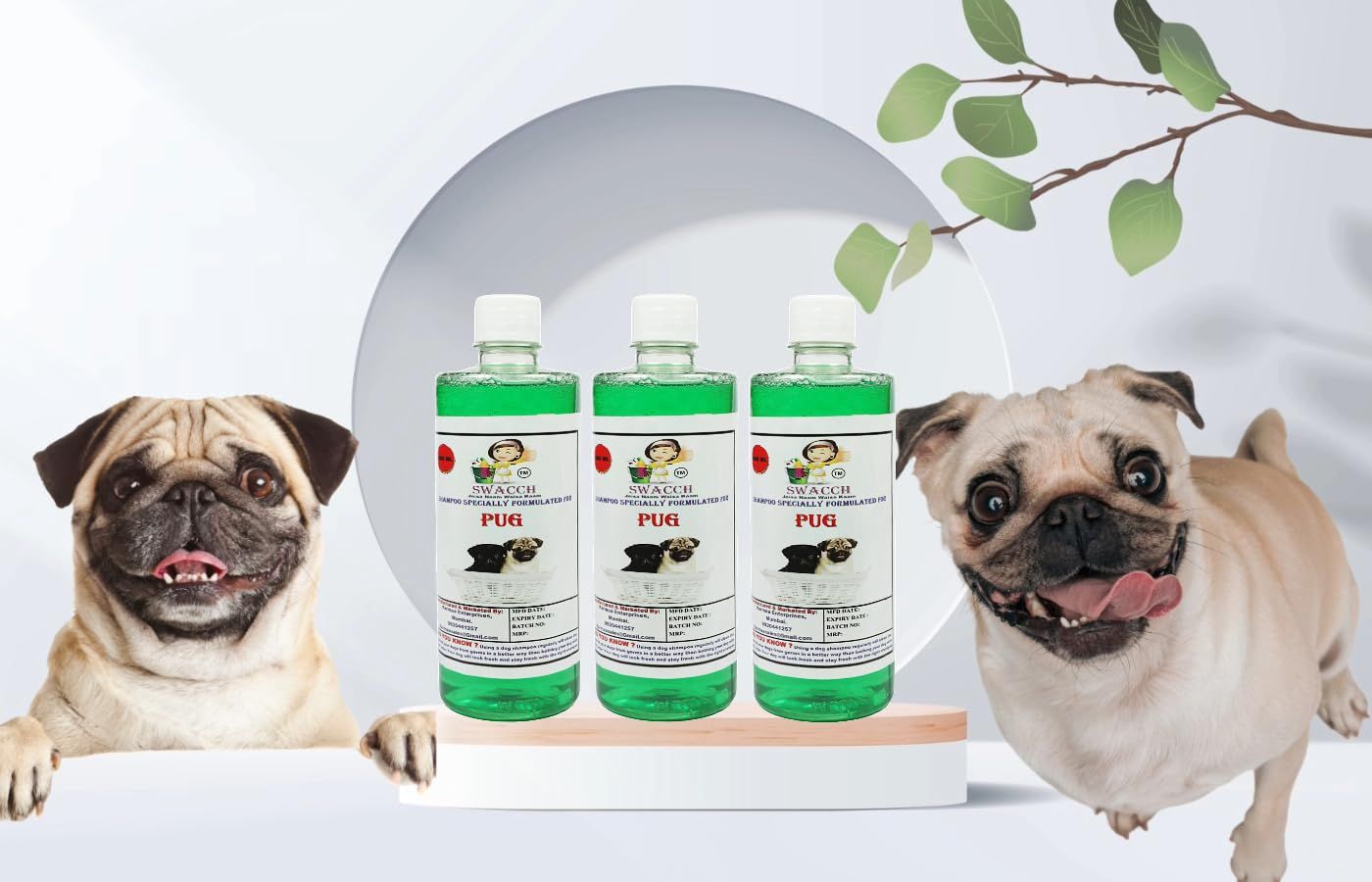 Swacch Shampoo Specially Formulated for Pug (500ml) Neem Alovera (Pack of 3)