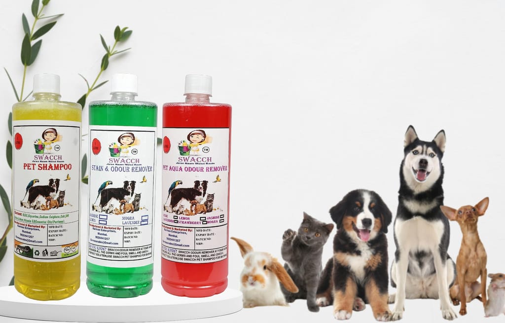 Swacch Shampoo (Lemon) + Deodorizer (Rose) + Stain Remover (Mogra) 1 Litre Each