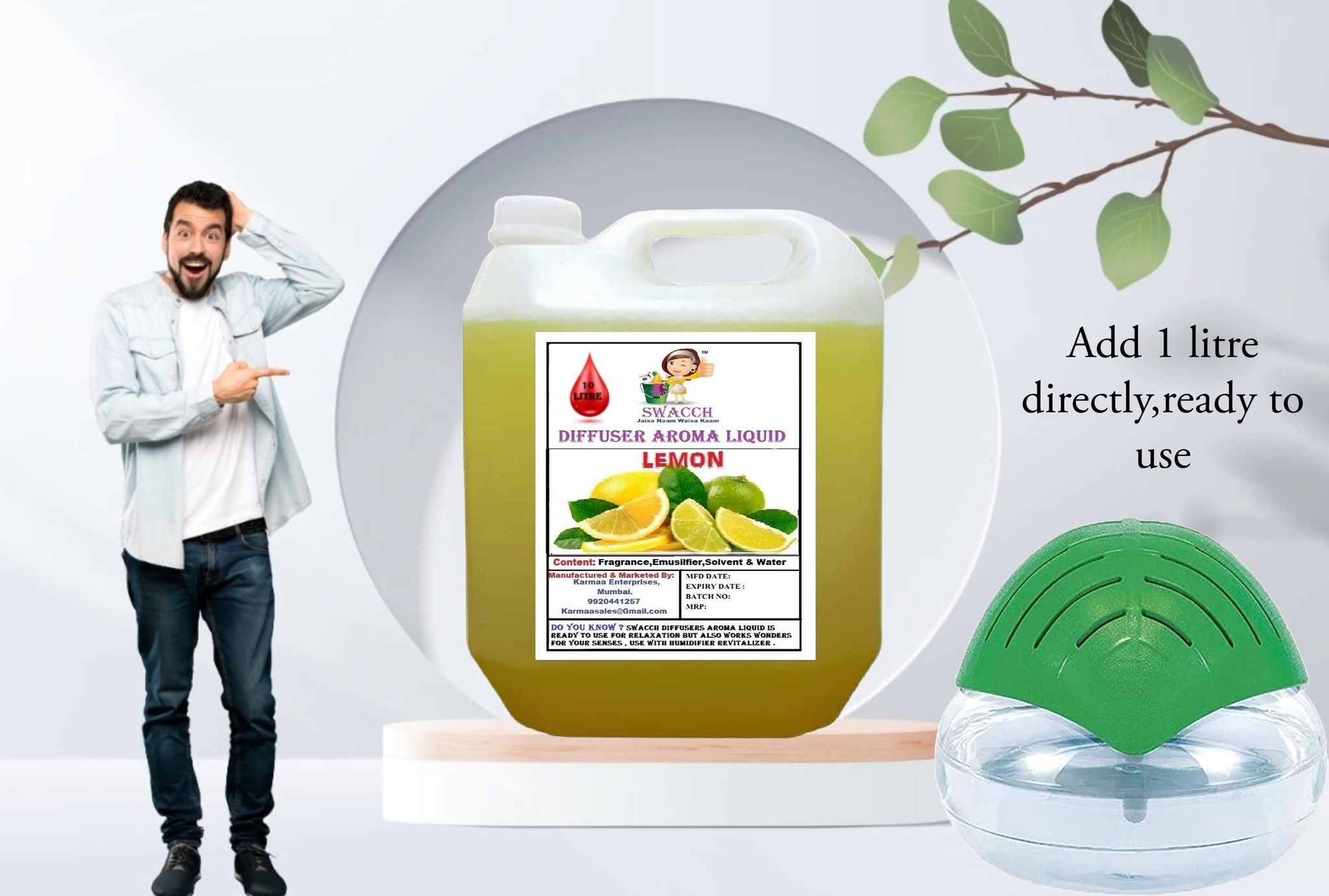 Swacch Diffuser Aroma Liquid (10 Litre) Lemon