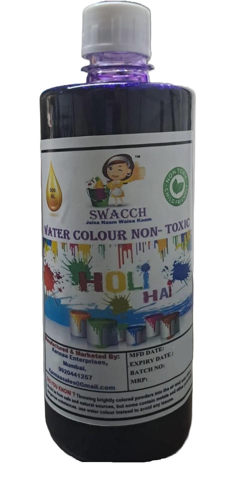 SWACCH WATER COLOUR NON-TOXIC & ECO FRIENDLY COLOUR (BLUE) (500ML)
