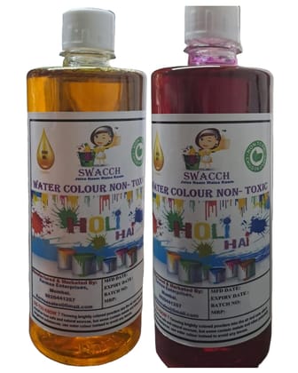 SWACCH WATER COLOUR NON-TOXIC & ECO FRIENDLY COLOUR (YELLOW & PINK) (500ML) (PACK OF 2)