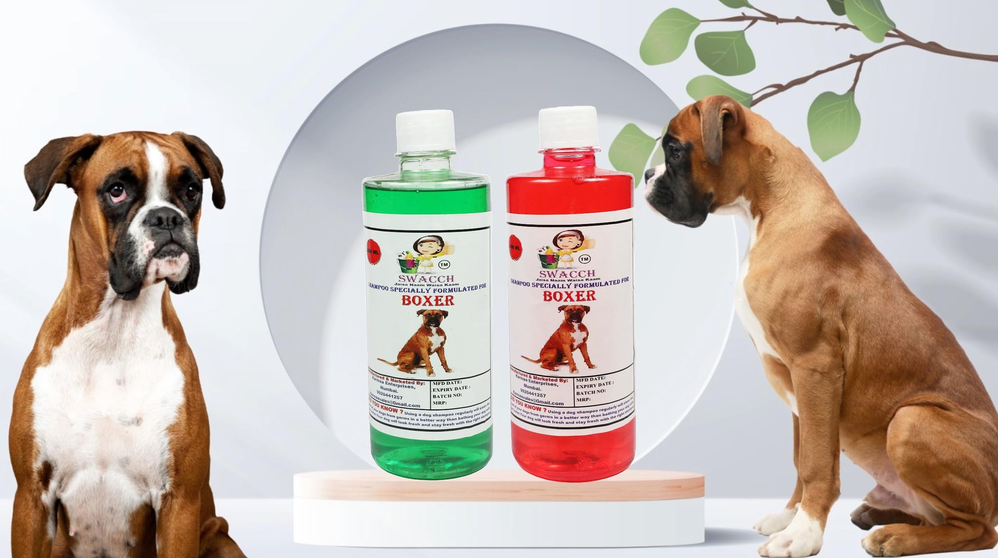 SWACCH Shampoo Specially FORMULATED for Boxer (500ML) (Combo Pack of 2) STRABWERRY & NEEM ALOVERA