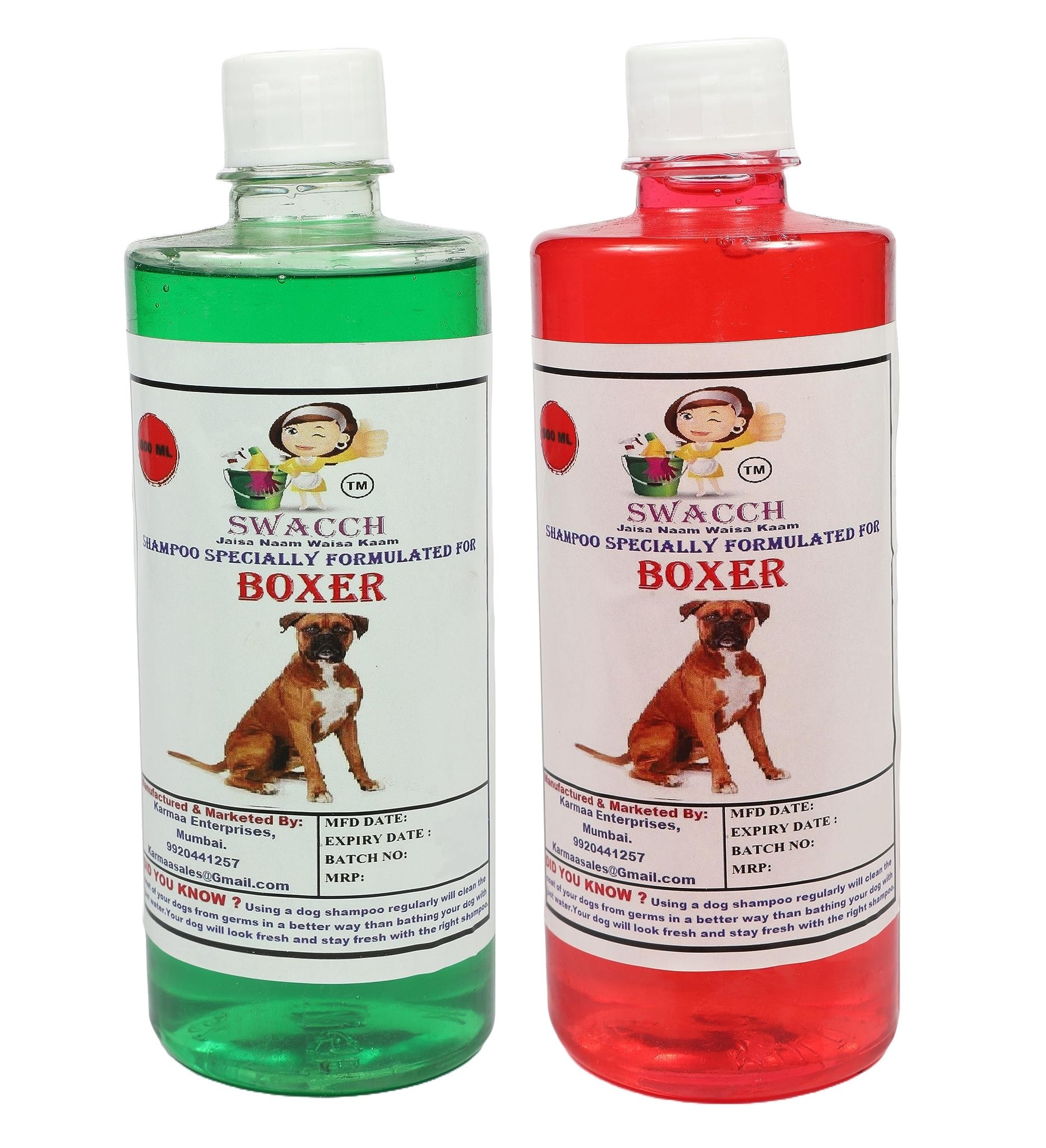 SWACCH Shampoo Specially FORMULATED for Boxer (500ML) (Combo Pack of 2) STRABWERRY & NEEM ALOVERA