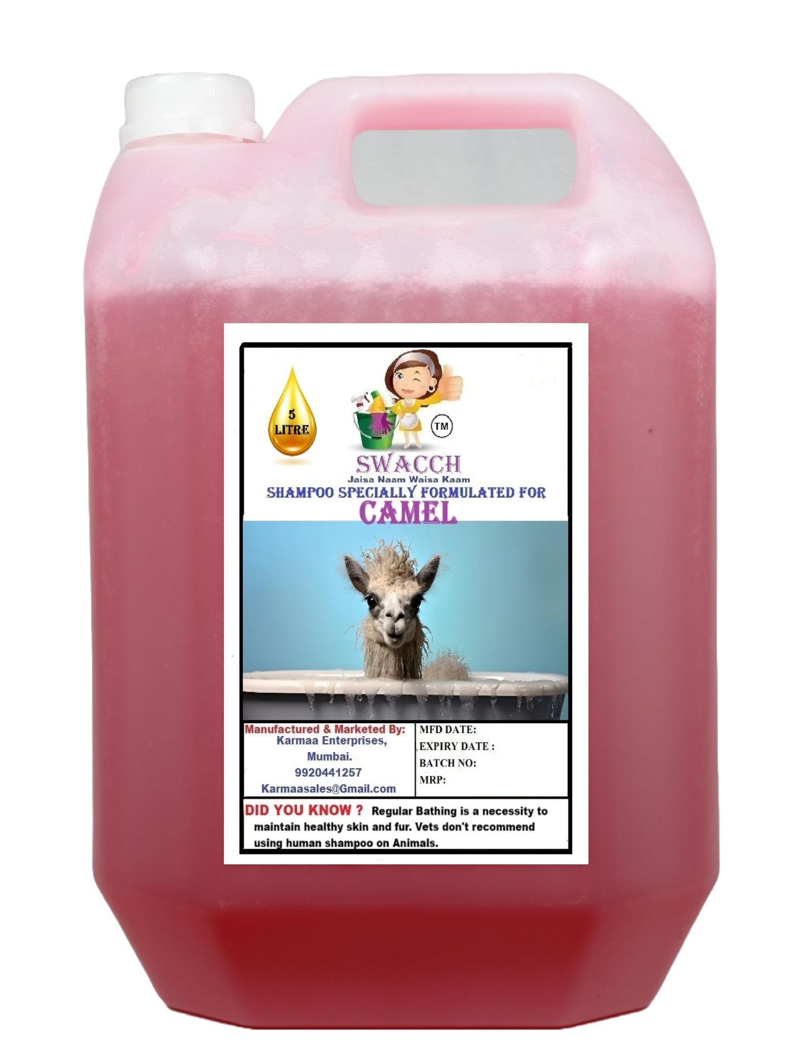 Swacch Shampoo Specially Formulated for Camel (5 Litre) Strawberry
