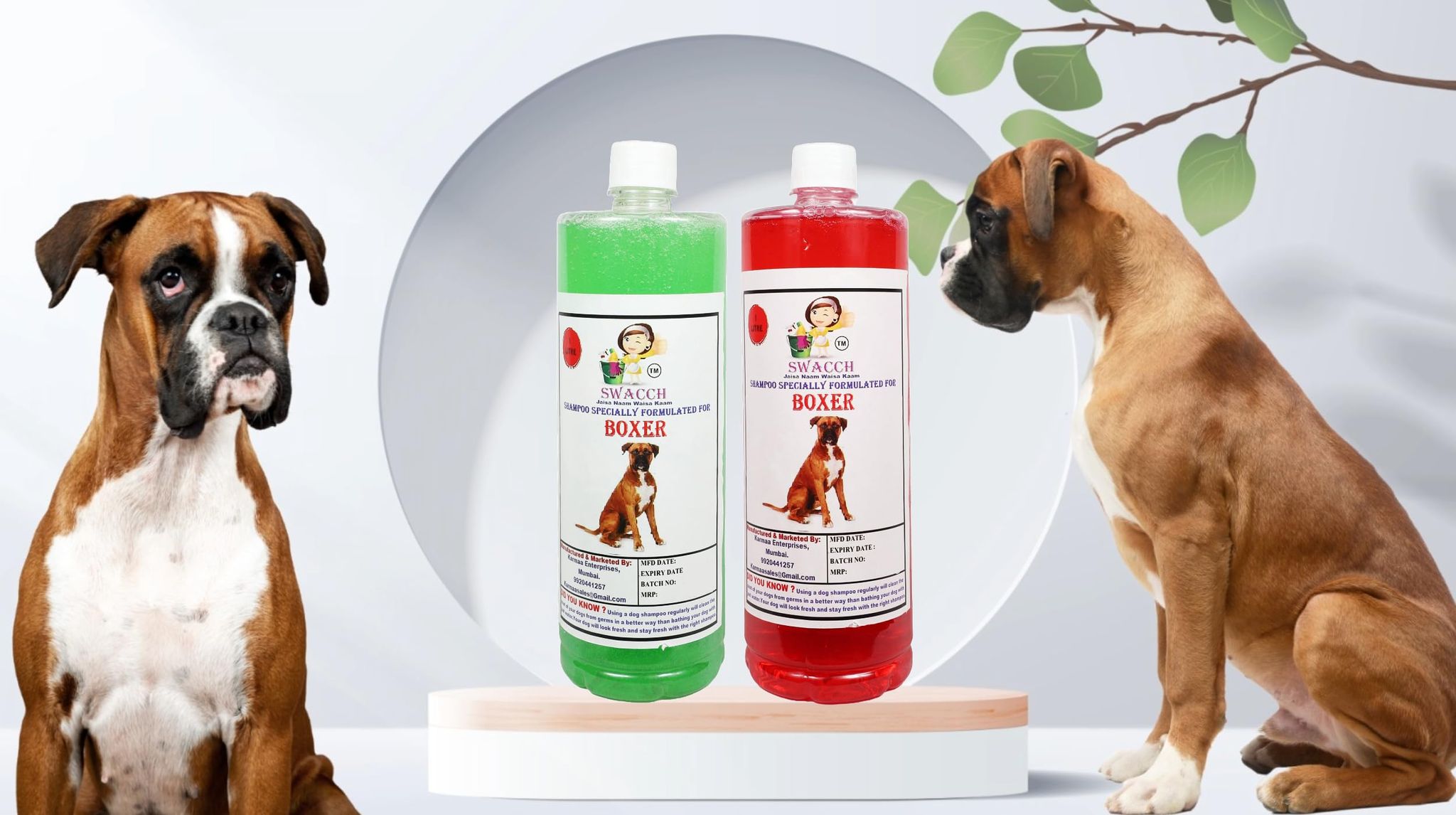 SWACCH Shampoo Specially FORMULATED for Boxer (1 Litre) (Combo Pack of 2) Strawberry & NEEM ALOVERA