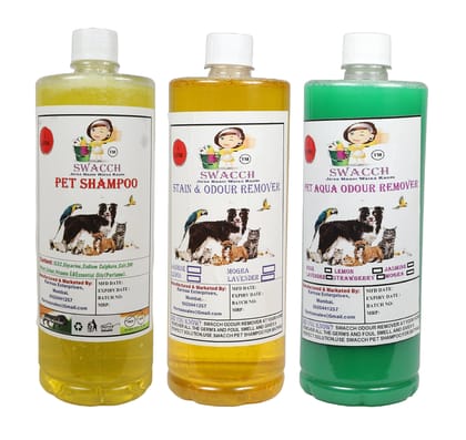 Swacch Shampoo (Lemon) + Deodorizer (Lemon) + Stain Remover (Jasmine) 1 Litre Each