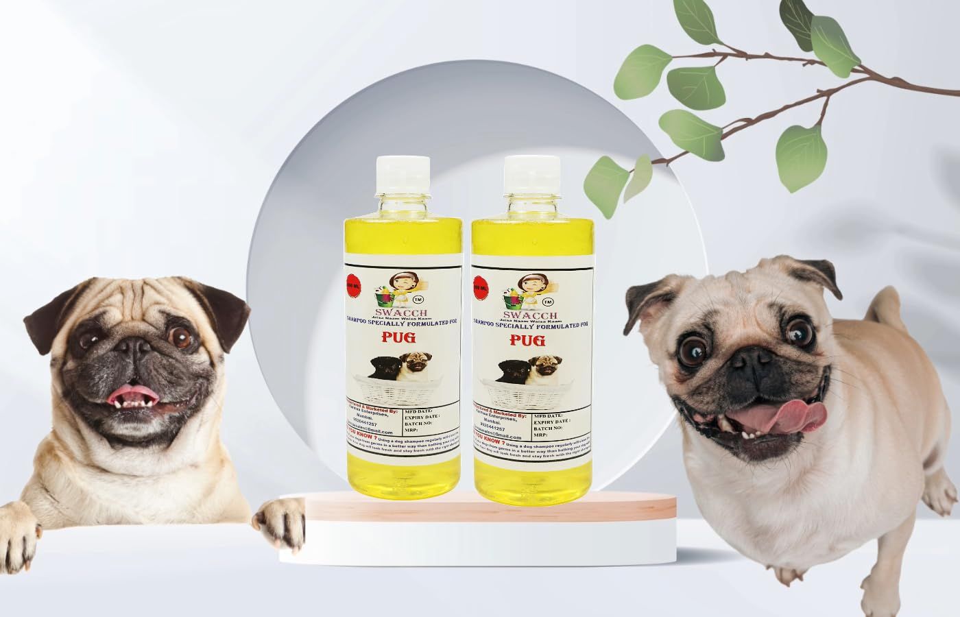 SWACCH Shampoo Specially FORMULATED for Pug (500ML) (Combo Pack of 2) Lemon