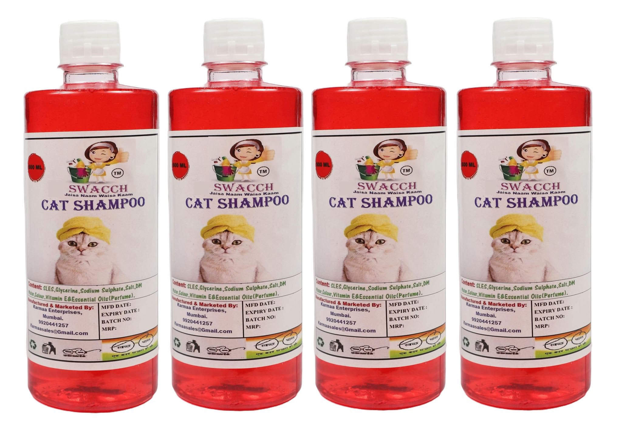 SWACCH Cat Shampoo (500ML) (Pack of 4) Jasmine