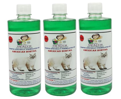 Swacch Shampoo Specially Formulated for American Bobtail (500ml) (Combo Pack of 3) Neem Alovera