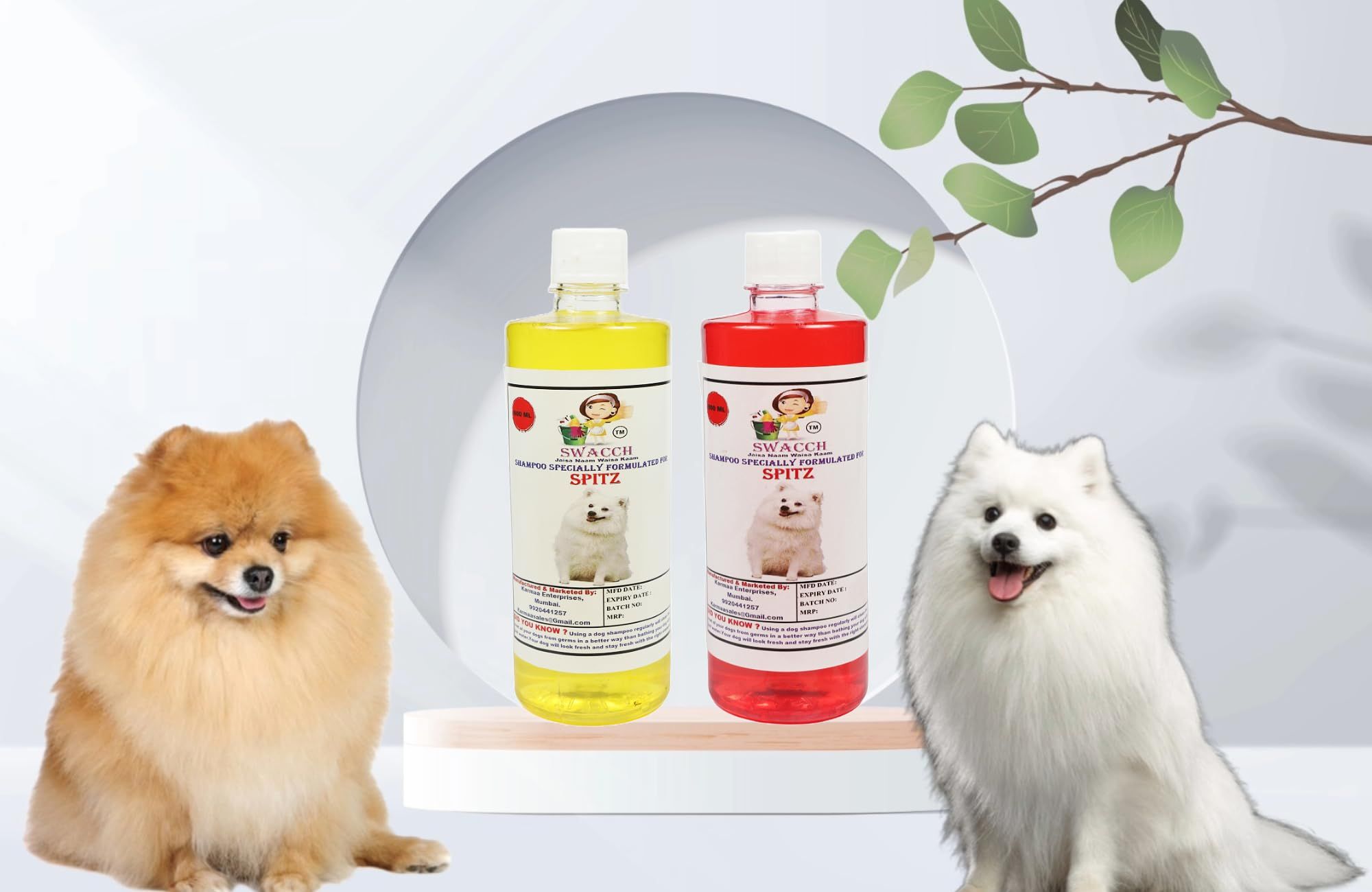 Swacch Shampoo Specially Formulated for Spitz (500ML) (Combo Pack of 2) Strawberry & Lemon
