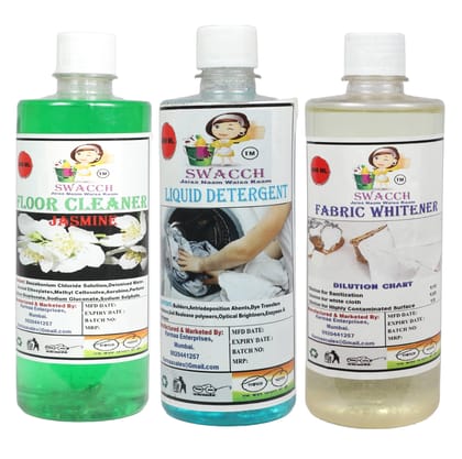 Home Care Combo Floor Cleaner Jasmine, Liquid Detergent Lavender & Fabric Whitener (500ML) (Pack of 3)