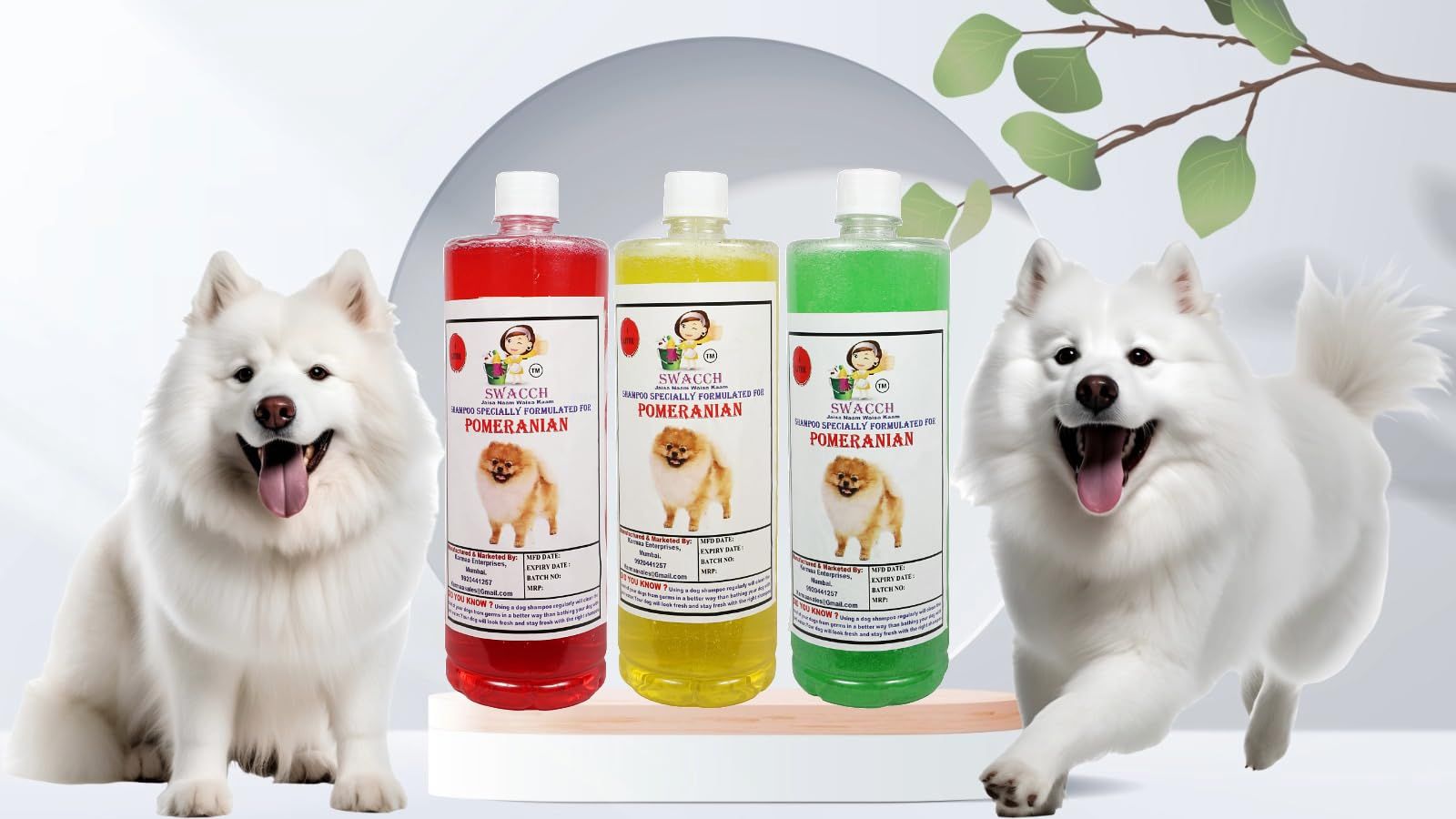 Swacch Shampoo Specially Formulated for Pomeranian (1 Litre) (Combo Pack of 3) Neem Alovera, Jasmine & Lemon
