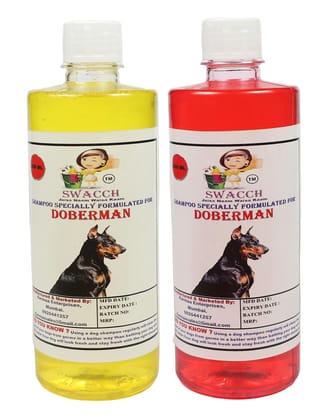 SWACCH Shampoo Specially FORMULATED for Doberman (500ML) (Combo Pack of 2) Strawberry & Lemon