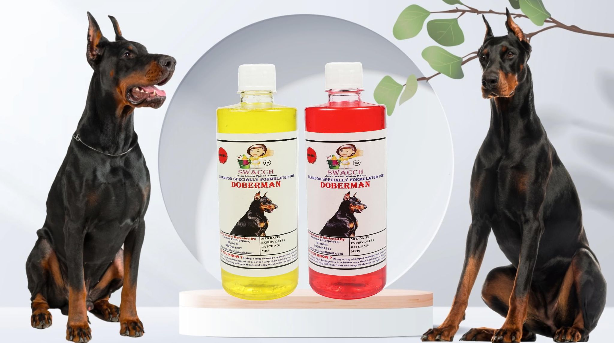 SWACCH Shampoo Specially FORMULATED for Doberman (500ML) (Combo Pack of 2) Strawberry & Lemon