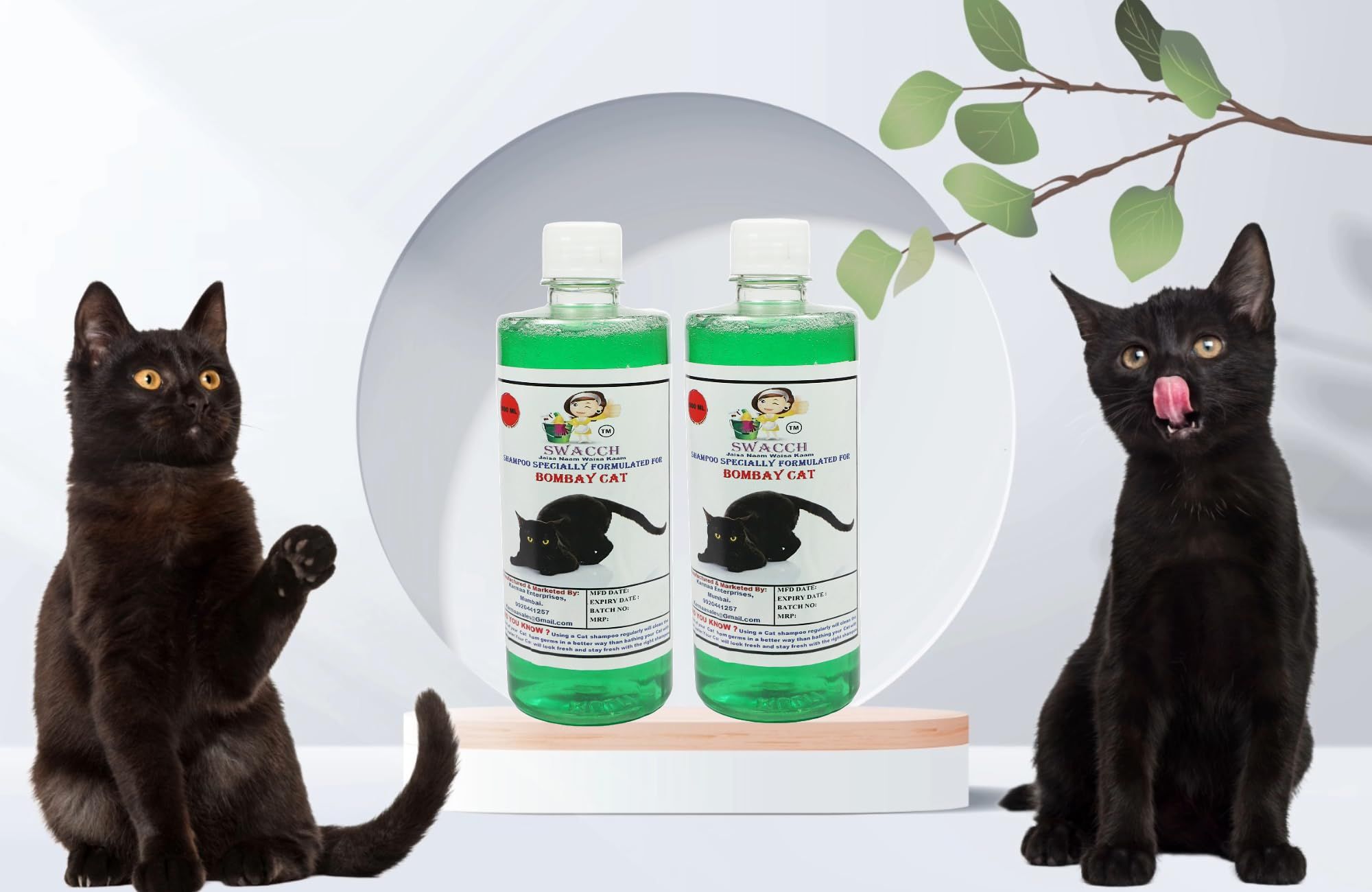 SWACCH Shampoo Specially FORMULATED for Bombay CAT (500ML) (Pack of 2) NEEM ALOVERA