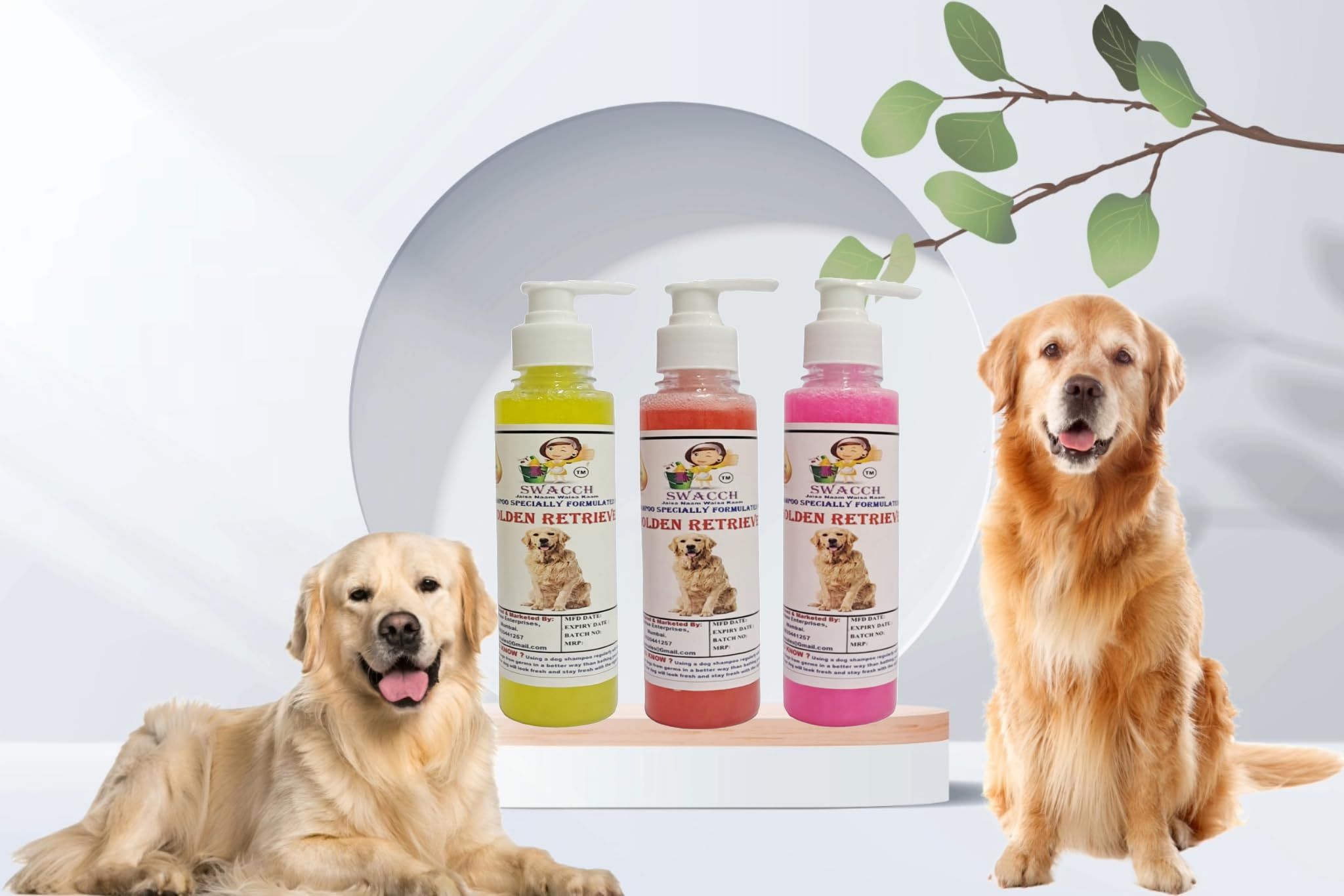 SWACCH Premium Shampoo for Golden Retriever (200ML)(Combo Pack of 3) Lemon, Jasmine & Rose