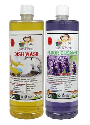 Home Care Combo Dish Wash Lemon & Floor Cleaner Lavender 1 Litre (Pack of 2)