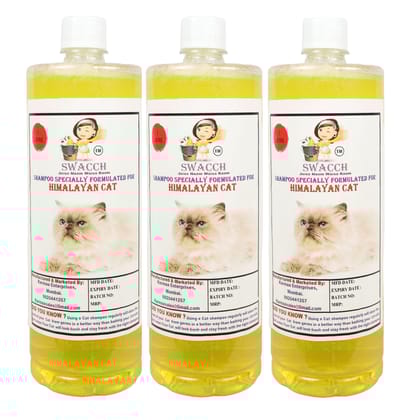 SWACCH Shampoo Specially FORMULATED for Himalayan Cat (1 Litre) (Pack of 3) Lemon