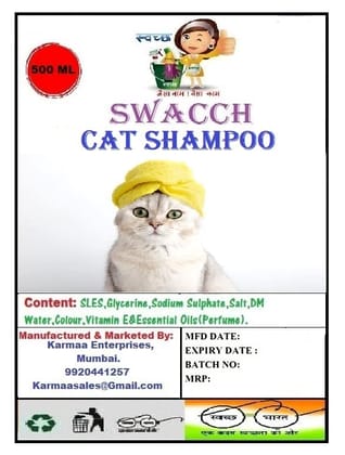 SWACCH CAT Shampoo (500ML) (Combo Pack of 2) Lemon
