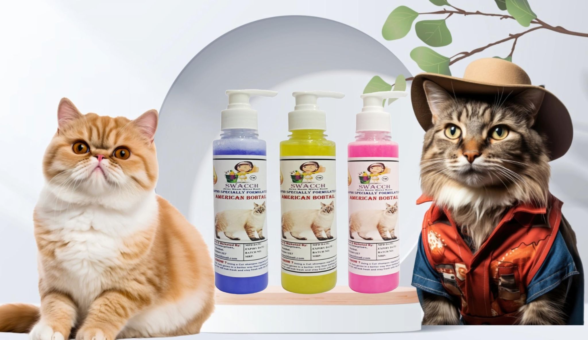 SWACCH Premium Shampoo for American Bobtail (200ML) (Combo Pack of 3) Lavender, Lemon & Rose