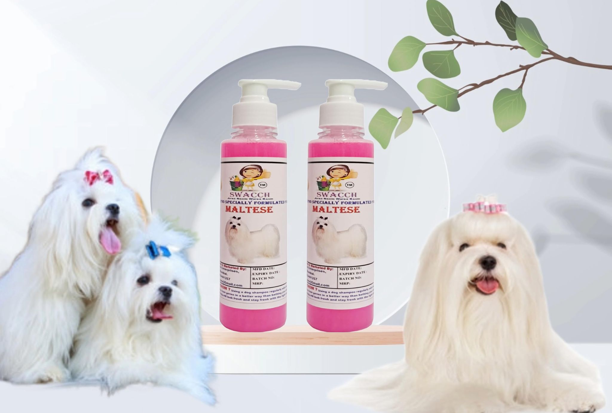 SWACCH Premium Shampoo for Maltese (200ML) (Pack of 2) Rose
