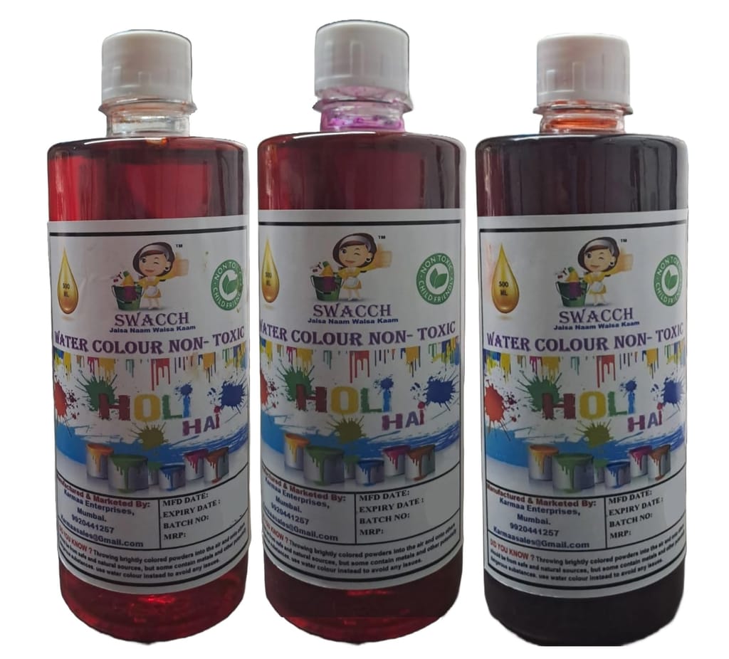 SWACCH WATER COLOUR NON-TOXIC & ECO FRIENDLY COLOUR (RED, PINK & ORANGE) (500ML) (PACK OF 3)