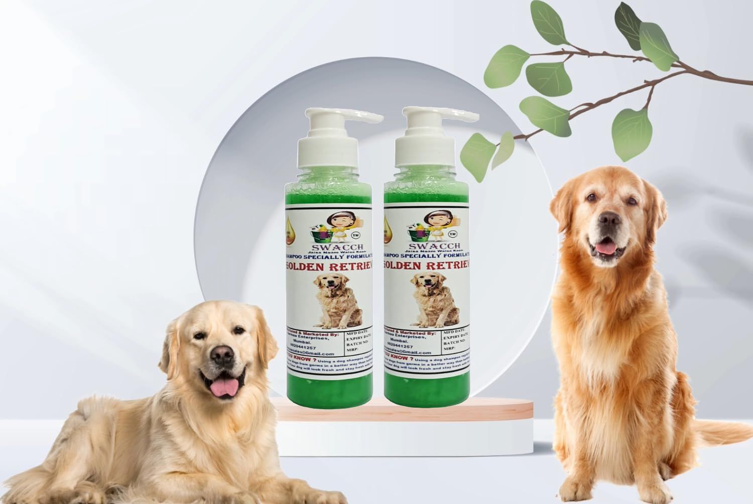 SWACCH Premium Shampoo for Golden Retriever (200ML) (Pack of 2) NEEM ALOVERA