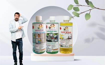 Home Care Combo Glass Cleaner, Multipurpose Liquid Mogra & Dish Wash Haldi Chandan 500ml (Pack of 3)