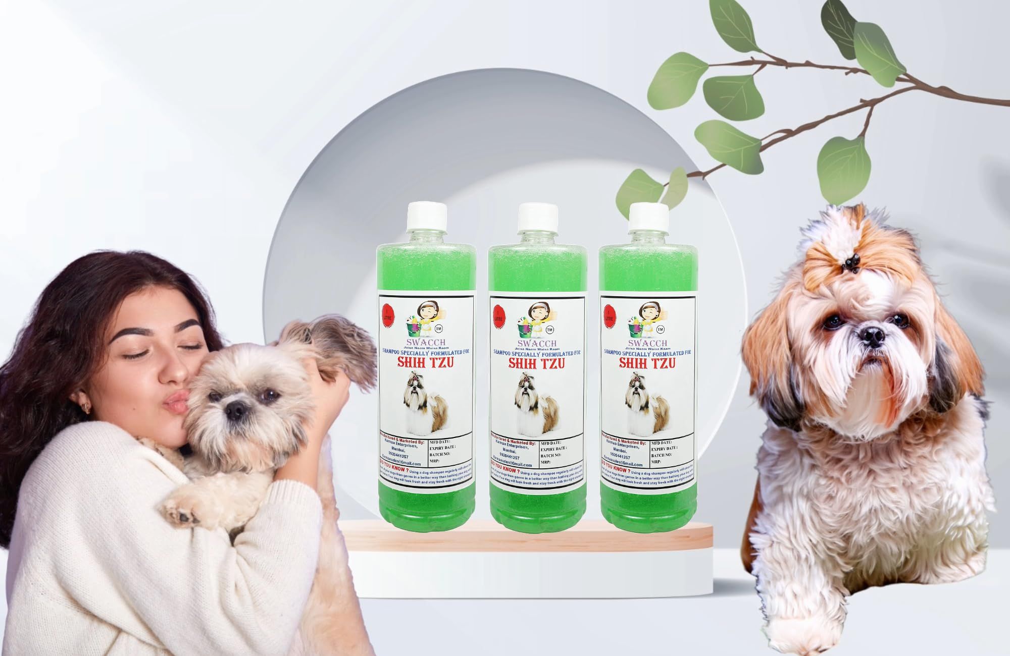Swacch Shampoo Specially Formulated for Shih TZU (1 Litre) (Pack of 3) Neem Alovera