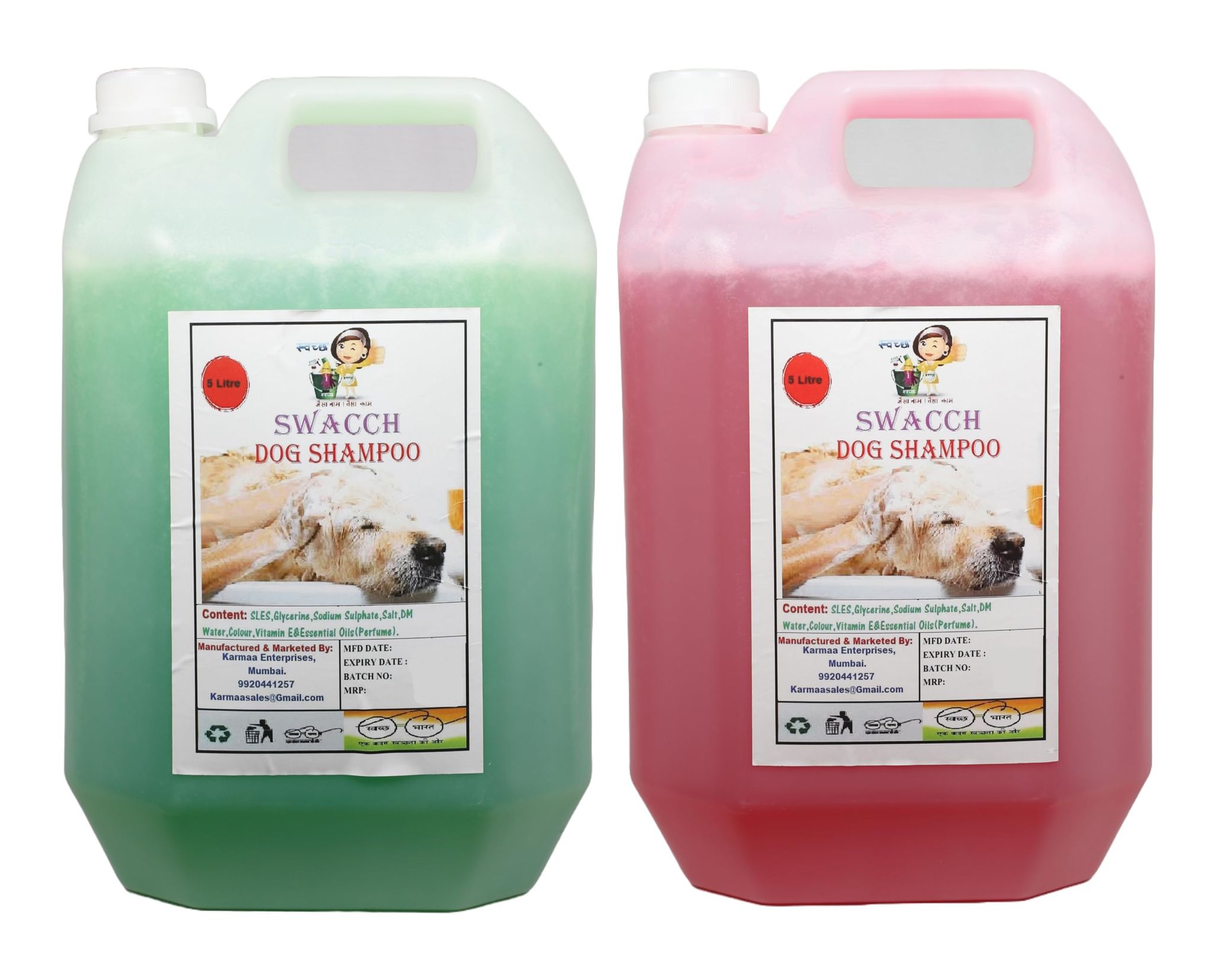 Swacch Dog Shampoo (5 Litre) (Combo Pack of 2) Neem Alovera & Strawberry