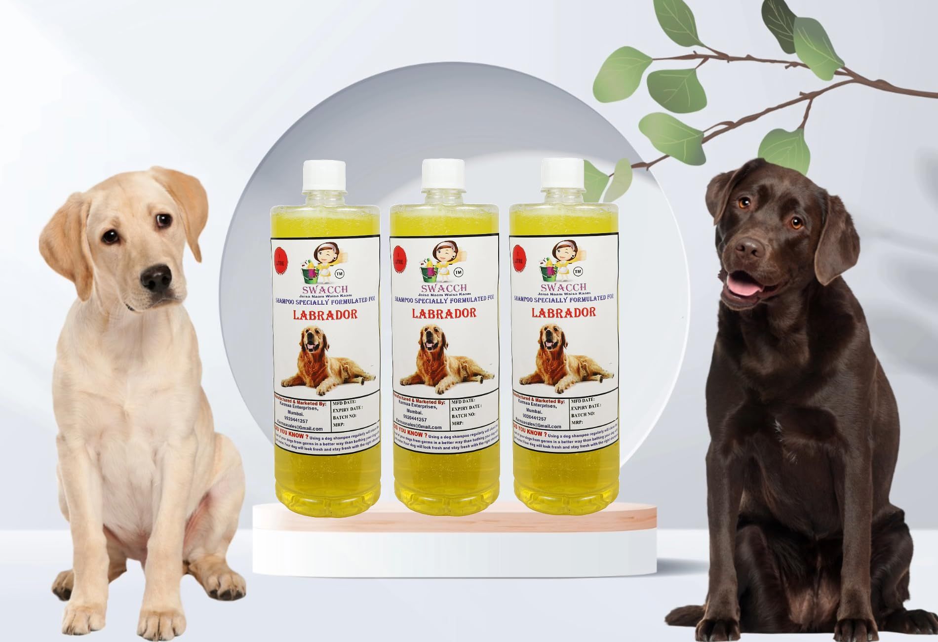 Swacch Shampoo Specially Formulated for Labrador (1 Litre) (Pack of 3) Lemon