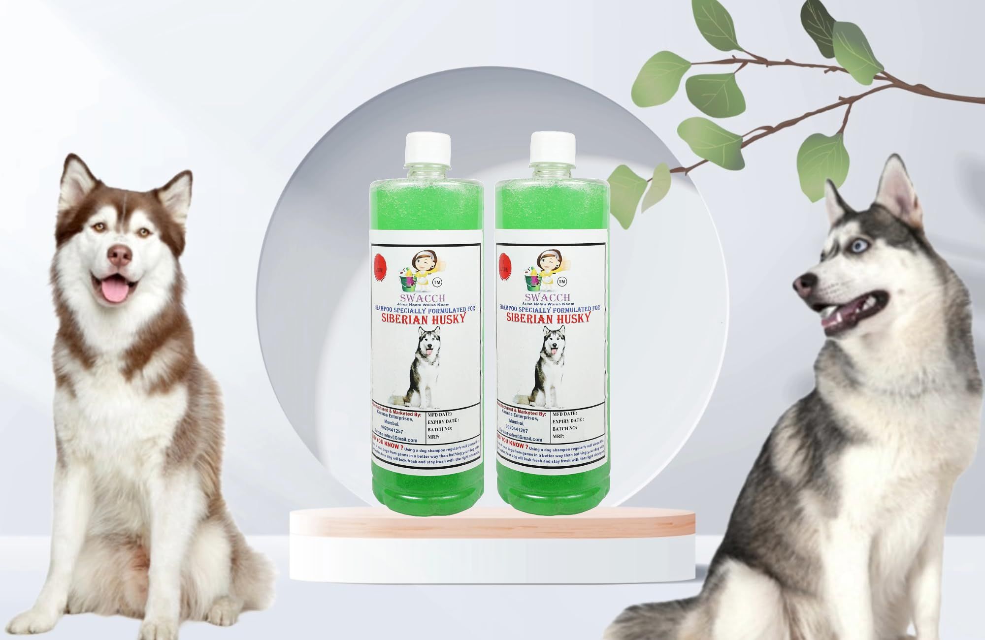 Swacch Shampoo Specially Formulated for Siberian Husky (1 Litre) (Combo Pack of 2) Neem Alovera