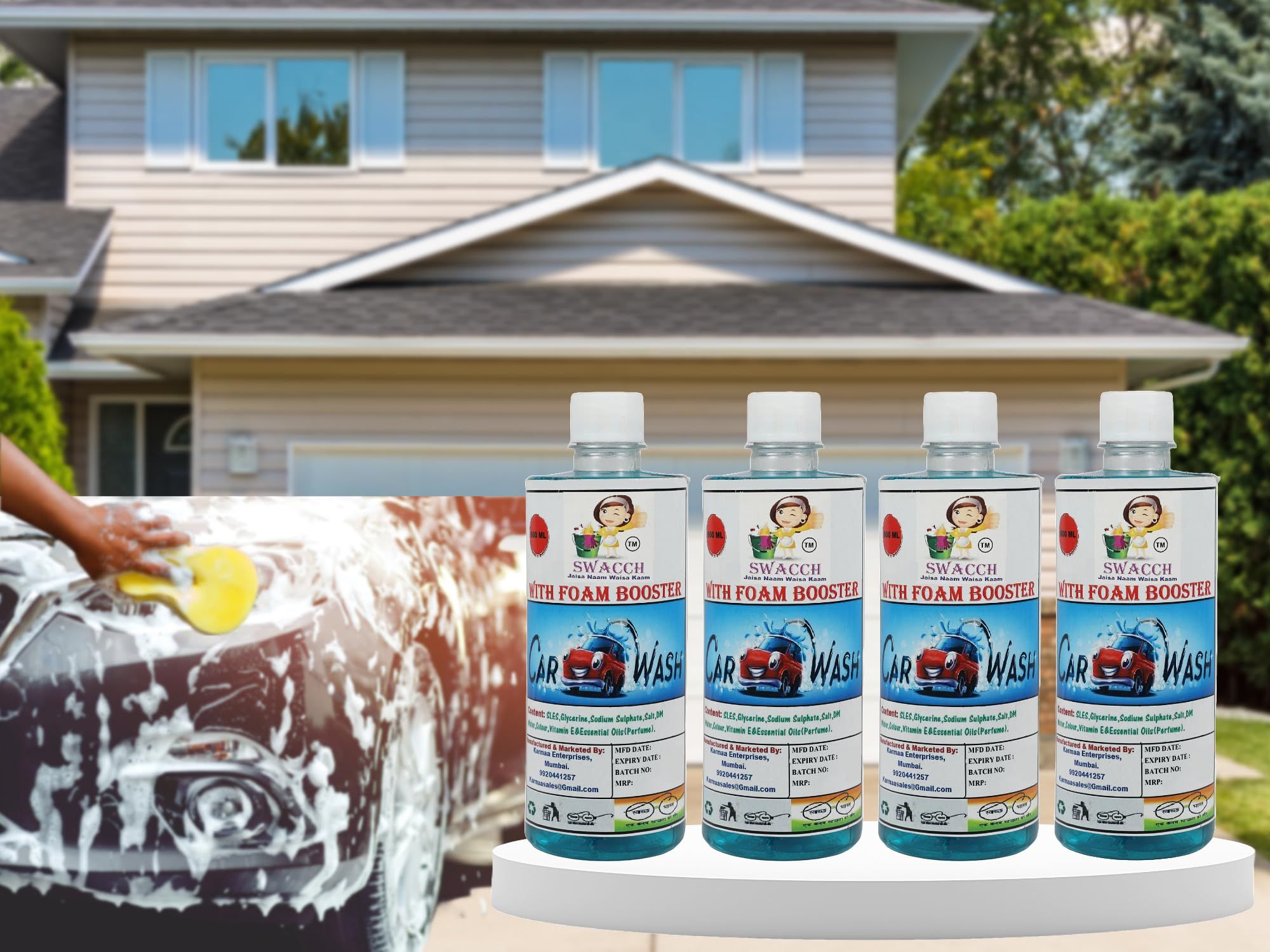 Swacch Car Wash With Foam Booster (500ml) (Pack of 4)