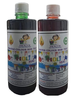 SWACCH WATER COLOUR NON-TOXIC & ECO FRIENDLY COLOUR (GREEN & ORANGE) (500ML) (PACK OF 2)