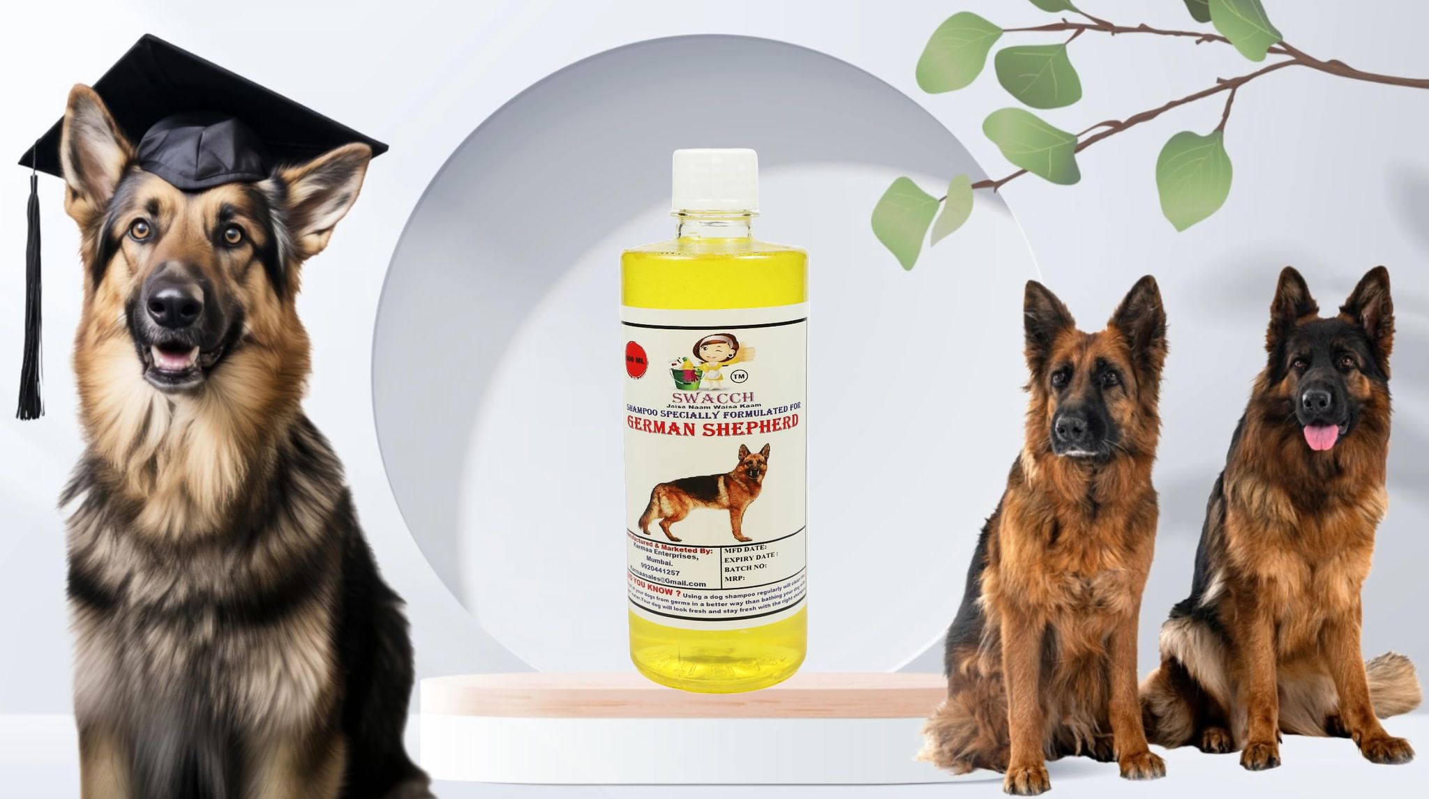 SWACCH Shampoo Specially FORMULATED for German Shepherd (500ML) Lemon