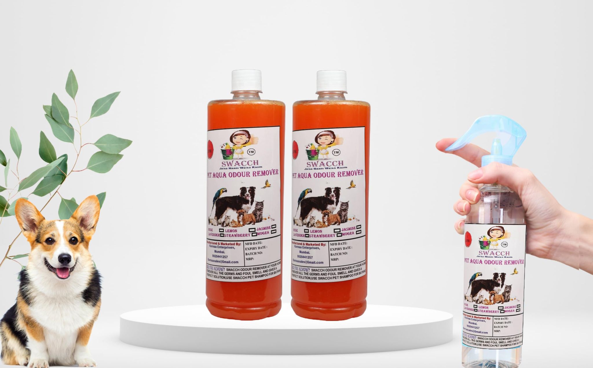 Swacch PET Aqua Odour Remover (1 Litre) (Combo Pack of 2) Orange
