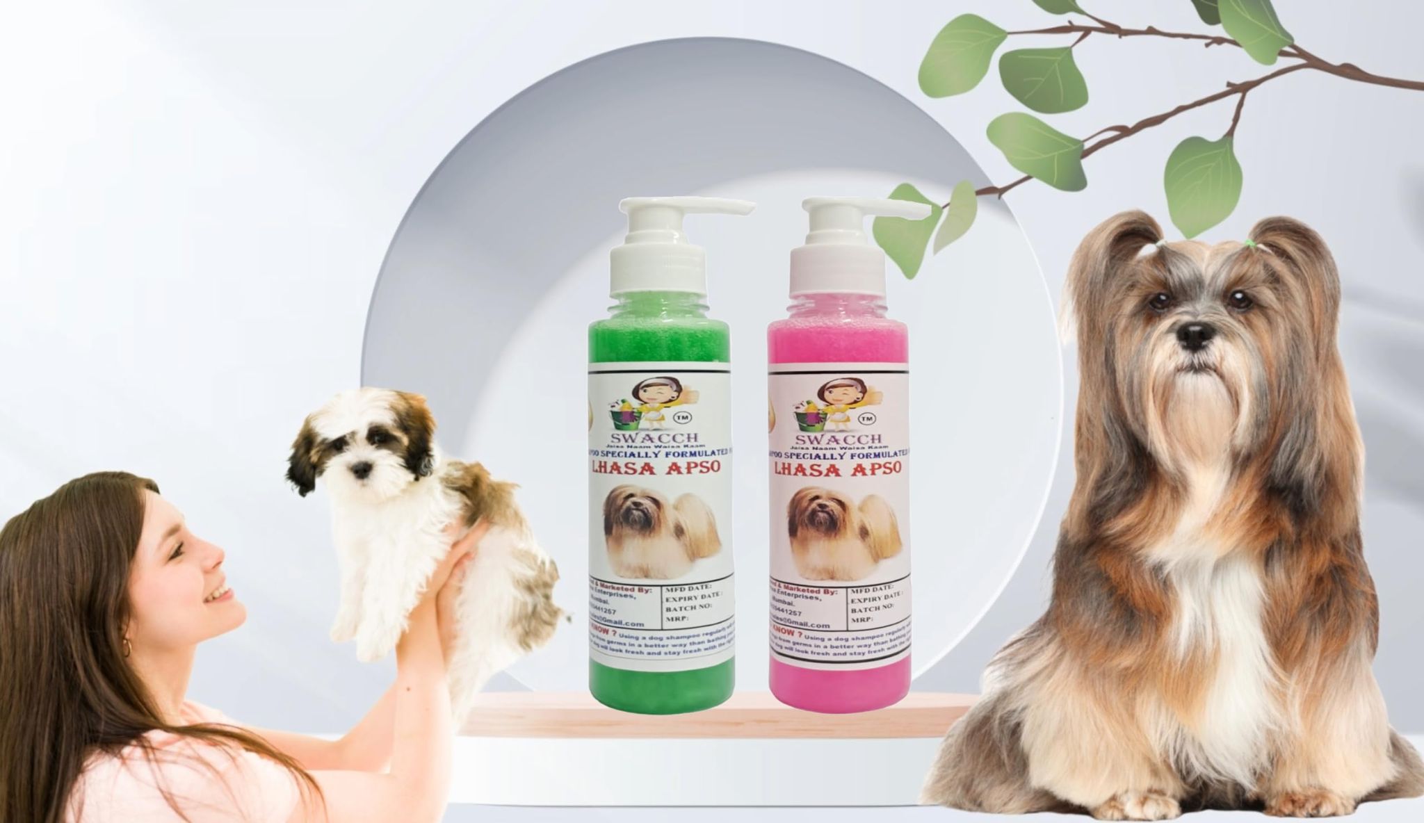 SWACCH Premium Shampoo for Lhasa APSO (200ML) (Pack of 2) NEEM ALOVERA & Rose