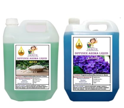 Swacch Diffuser Aroma Liquid (5 Litre) (Pack of 2) Mogra & Lavender