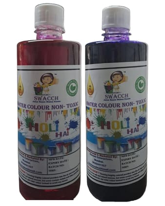 SWACCH WATER COLOUR NON-TOXIC & ECO FRIENDLY COLOUR (PINK & PURPLE) (500ML) (PACK OF 2)