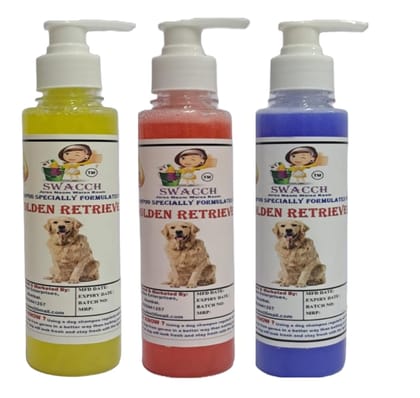 SWACCH Premium Shampoo for Golden Retriever (200ML) (Combo Pack of 3) Lemon, Strawberry & Lavender
