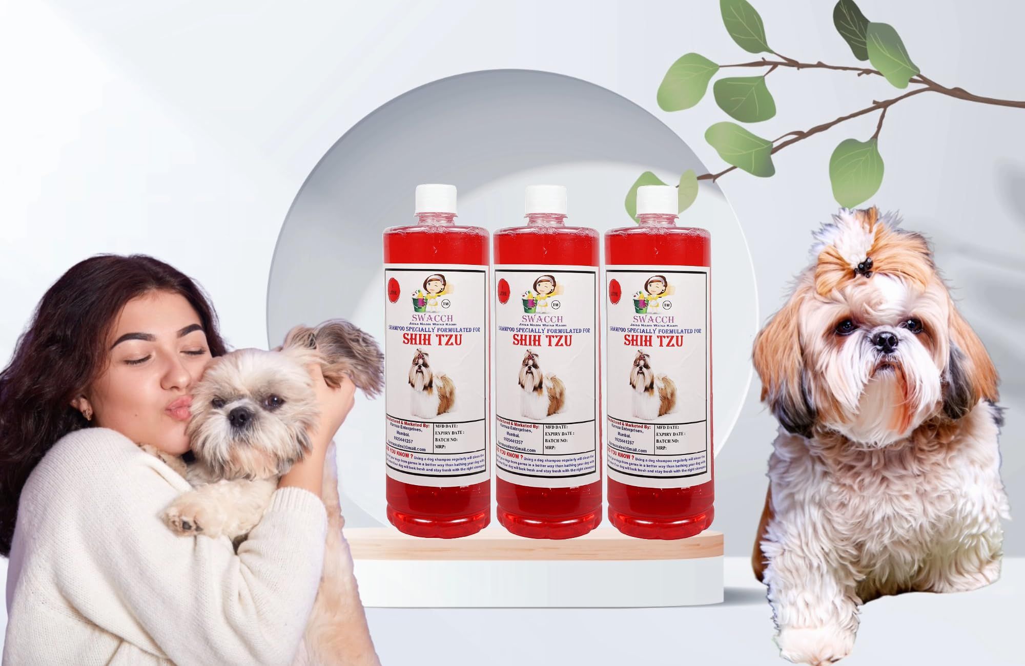 Swacch Shampoo Specially Formulated for Shih TZU (1Litre) (Combo Pack of 3) Jasmine