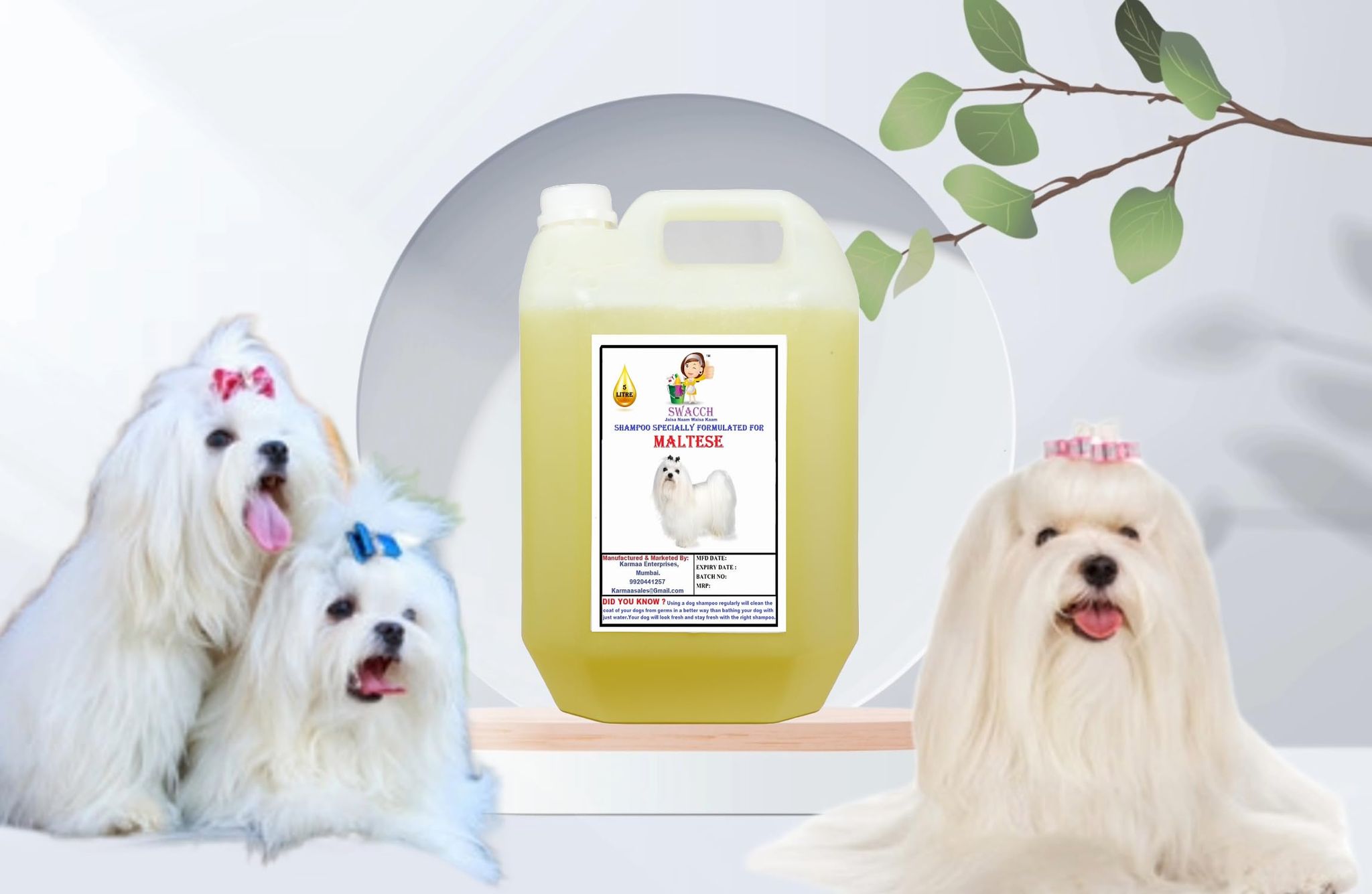 Swacch Shampoo Specially Formulated for Maltese (5 Litre) Lemon