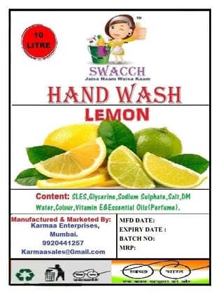 Swacch HAND WASH (10 Litre) Lemon