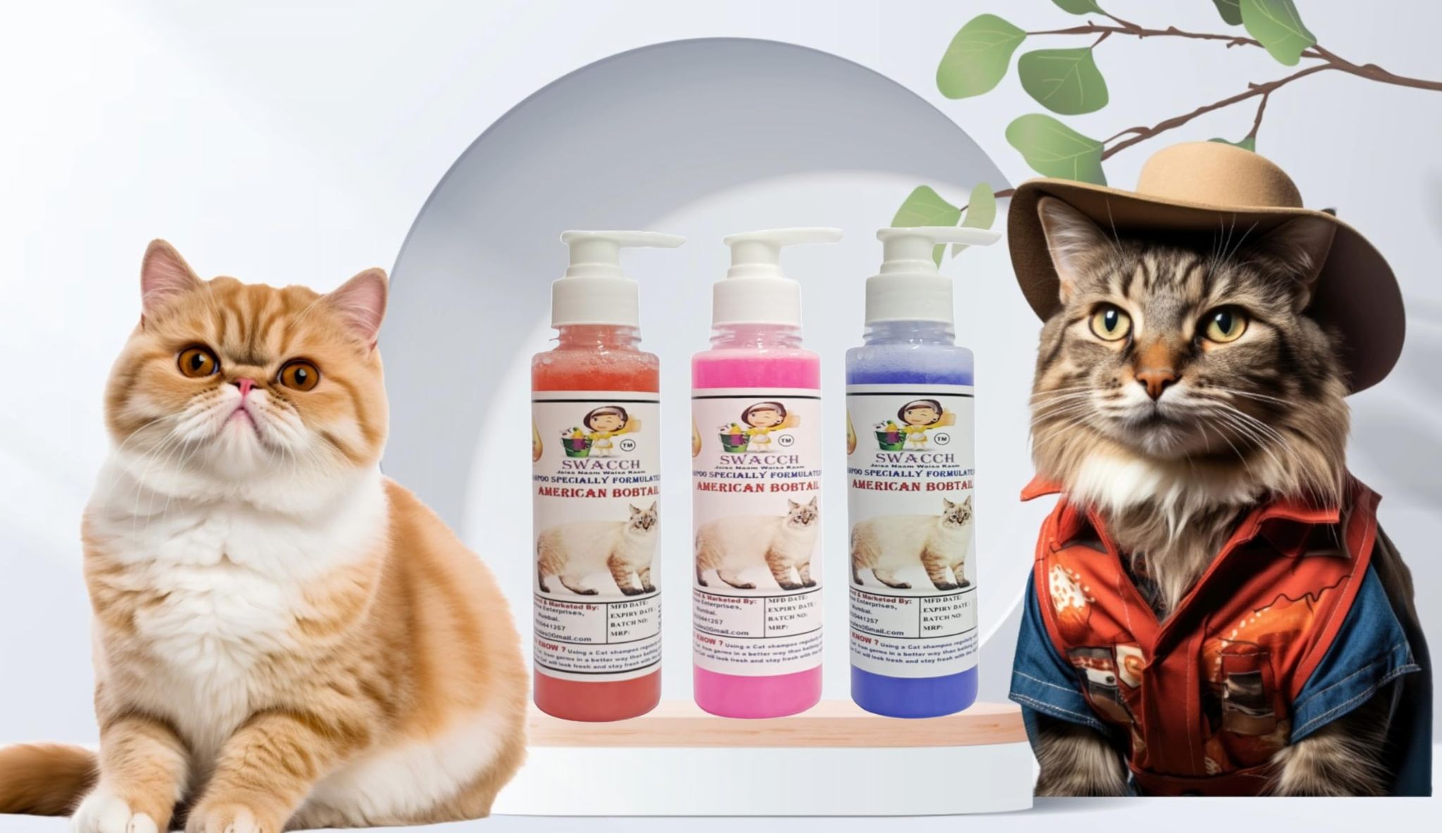 SWACCH Premium Shampoo for American Bobtail (200ML) (Combo Pack of 3) Jasmine, Rose & Lavender