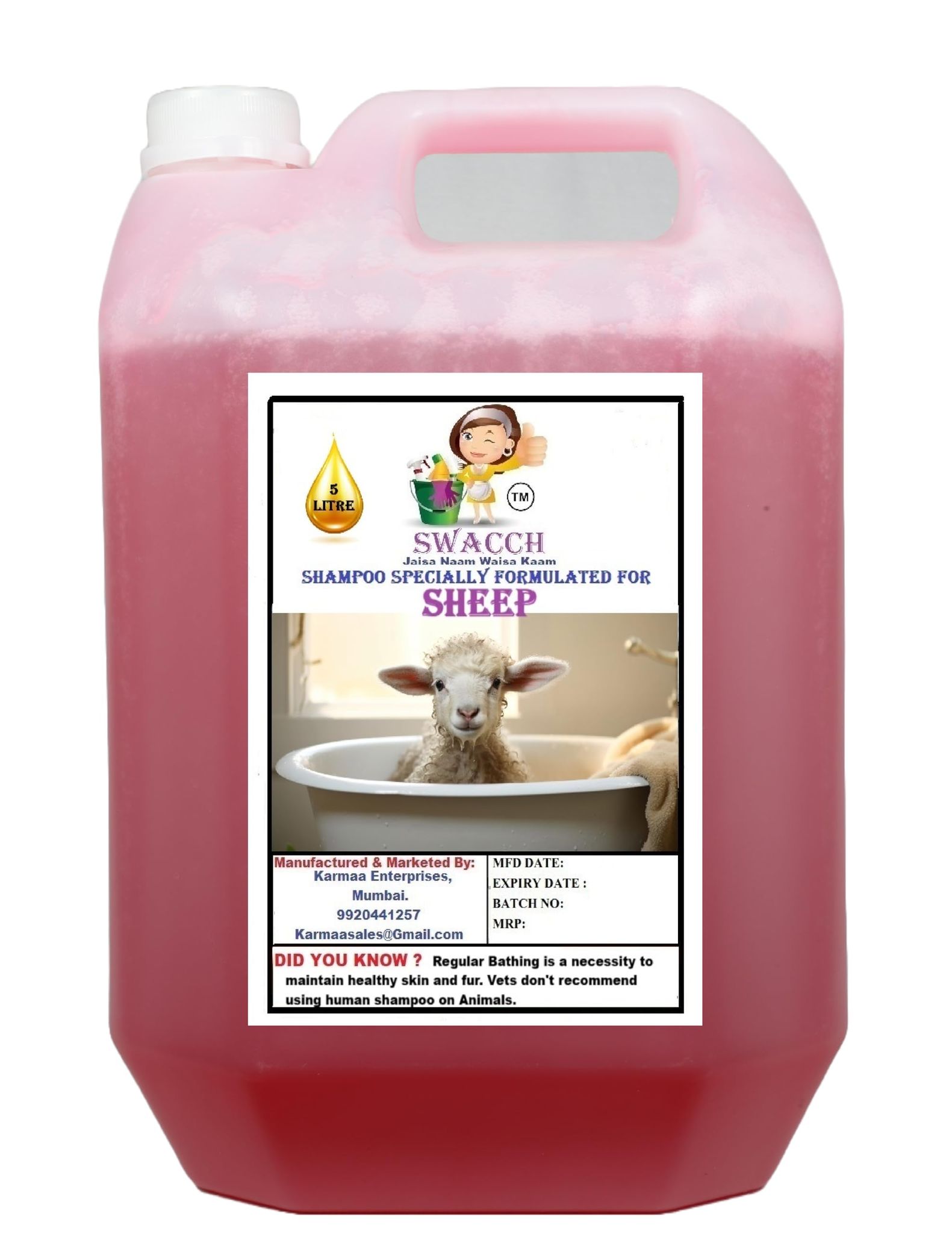 Swacch Shampoo Specially Formulated for Sheep (5 Litre) Jasmine