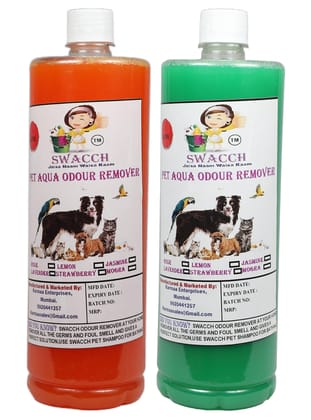 Swacch PET Aqua Odour Remover (1 Litre) (Combo Pack of 2) Orange & Jasmine