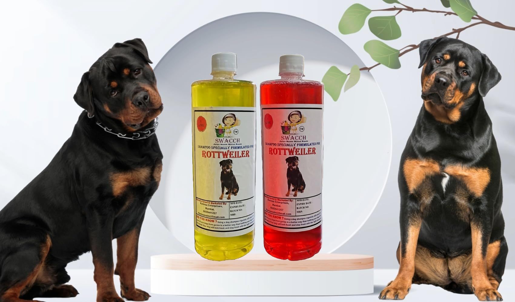 Swacch Shampoo Specially Formulated for Rottweiler (1 Litre) (Combo Pack of 2) Lemon & Jasmine