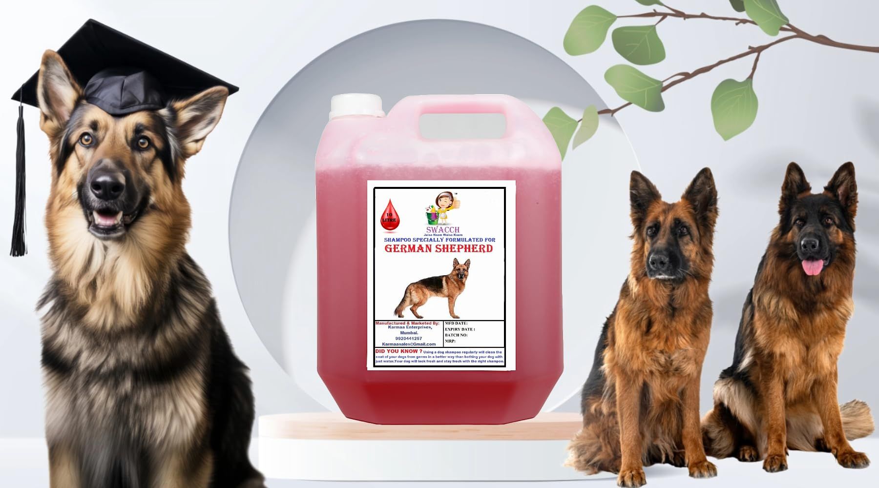 SWACCH Shampoo Specially FORMULATED for German Shepherd (10 Litre) Jasmine