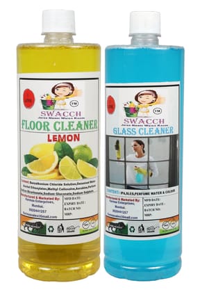 HOME CARE COMBO Floor Cleaner Lemon & Glass Cleaner 1 Litre (Pack of 2)